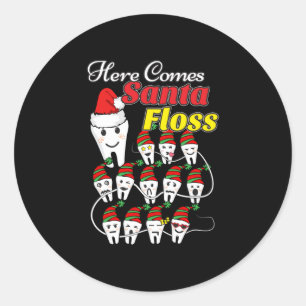 Dentist Kerstmis - Santa Floss Xmas Pun Ronde Sticker