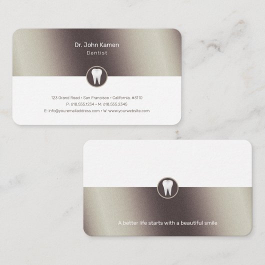 Dentist | Klassiek grafisch metaal Visitekaartje (Voorkant / Achterkant)