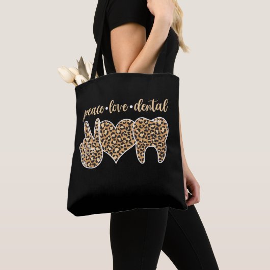 Dentist Leopard Love Tooth Peace Tote Bag (Dichtbij)
