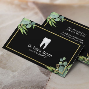 Dentist Lijst tandheelkunde Elegant Foliage Gold Visitekaartje