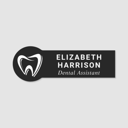 Dentist Logo Dental Office Black Naamplaatje (Voorkant)