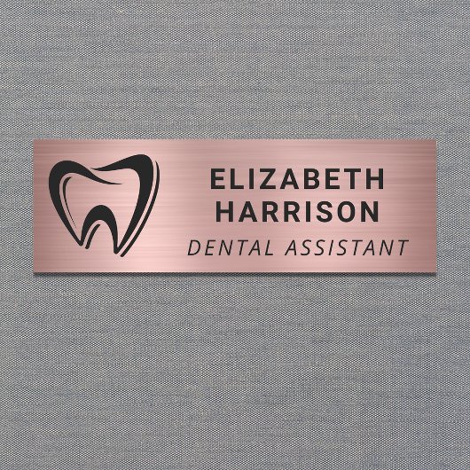 Dentist Logo Dental Office Roos Gold Naamplaatje