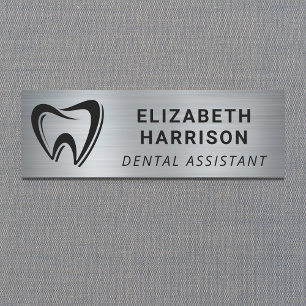 Dentist Logo Dental Office Silver Naamplaatje