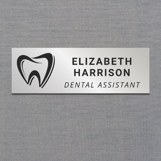 Dentist Logo Dental Silver Naamplaatje