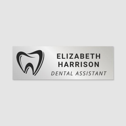 Dentist Logo Dental Silver Naamplaatje (Voorkant)