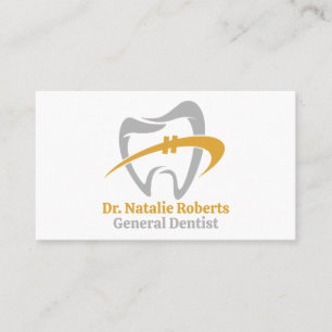 Dentist Logo tandheelkunde Elegant Gold Tooth Afsprakenkaartje