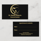 Dentist Logo tandheelkunde Elegant Gold Tooth Afsprakenkaartje (Voorkant / Achterkant)