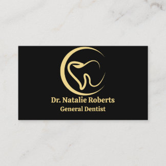 Dentist Logo tandheelkunde Elegant Gold Tooth Afsprakenkaartje