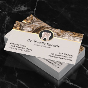 Dentist Luxury Gold Marble Agate Dental Afsprakenkaartje