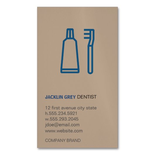 Dentist Magnetisch Visitekaartje (Voorkant Verticaal)