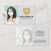 Dentist met gebitsgereedschap visitekaartje (Voorkant / Achterkant)