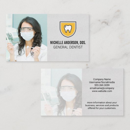 Dentist met gebitsgereedschap visitekaartje (Voorkant / Achterkant)