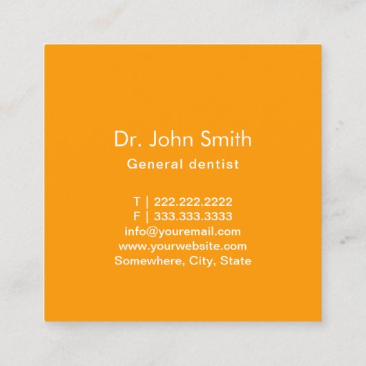 Dentist met grote glimlach voor gebitsverzorging vierkante visitekaartje (Achterkant)