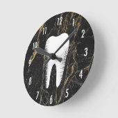 Dentist Modern Black & Gold Marble Dental Office Ronde Klok (Hoek)