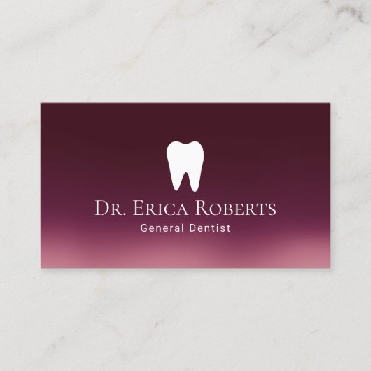 Dentist Modern Burgundy Red Ombre Dental Office Visitekaartje (Voorkant)