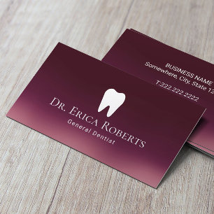 Dentist Modern Burgundy Red Ombre Visitekaartje