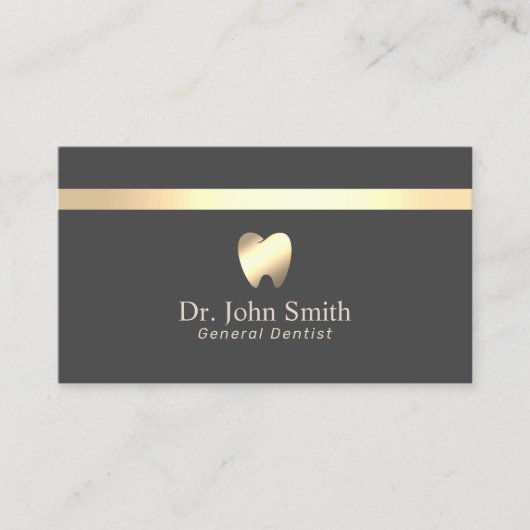 Dentist Modern Gold Stripe Dark Gray Dental Care Visitekaartje (Voorkant)