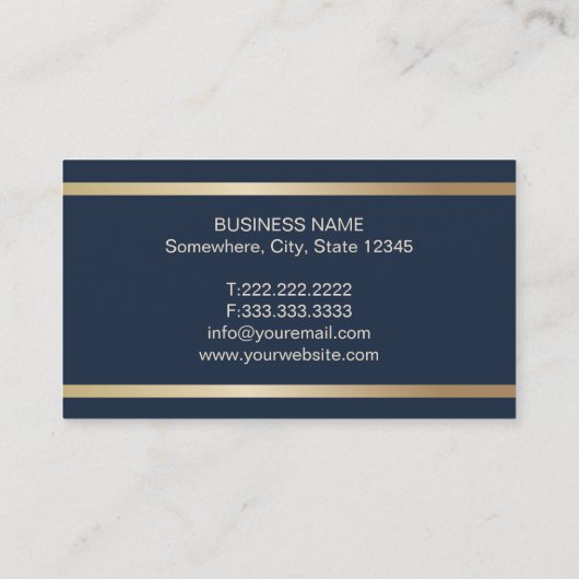 Dentist Modern Gold Stripe Navy Blue Dental Office Visitekaartje (Achterkant)