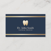 Dentist Modern Gold Stripe Navy Blue Dental Office Visitekaartje (Voorkant)