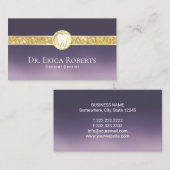 Dentist Modern Gold Tooth Logo Paars Ombre Dental Visitekaartje (Voorkant / Achterkant)