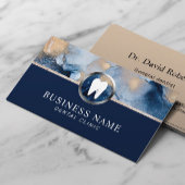 Dentist Modern Navy Blue & Gold Dental Office Visitekaartje