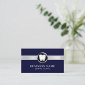 Dentist Modern Navy Blue & Silver Dental Office Visitekaartje (Staand voorkant)