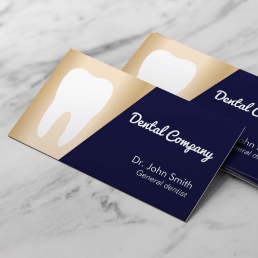 Dentist Modern Navy & Gold Dental Care Afsprakenkaartje