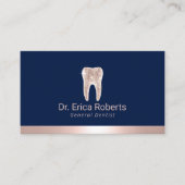 Dentist Modern Roos Gold Border Navy Blue Dental Visitekaartje (Voorkant)