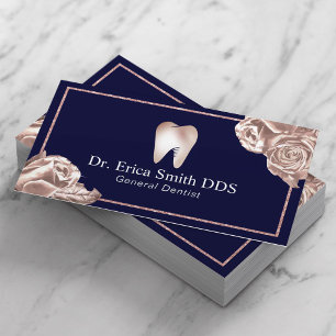 Dentist Modern Roos Gold Floral nachting tandheelk Visitekaartje
