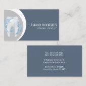 Dentist Modern Silver & Dusty Blue Dental Care Visitekaartje (Voorkant / Achterkant)