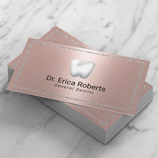 Dentist Modern Silver Lijst Roos Gold Dental Care Visitekaartje