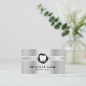 Dentist Modern Silver Metal Luxury Office Visitekaartje (Staand voorkant)