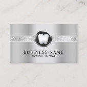 Dentist Modern Silver Metal Luxury Office Visitekaartje (Voorkant)