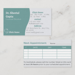 Dentist Modern Tooth Logo Dental Care Benoeming Afsprakenkaartje