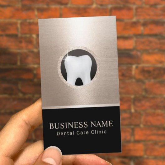 Dentist Modern Tooth Logo Gold Dental Office Foto Visitekaartje