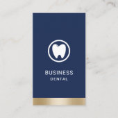 Dentist Modern Tooth Logo Navy Gold Dental Office Afsprakenkaartje (Voorkant)