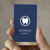 Dentist Modern Tooth Logo Navy Gold Dental Office Afsprakenkaartje