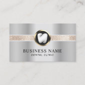 Dentist Modern Tooth Logo Silver Dental Visitekaartje (Voorkant)