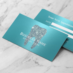Dentist Modern Turquoise Tooth Metallic Dental Afsprakenkaartje
