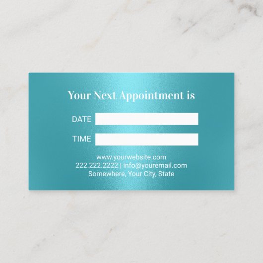 Dentist Modern Turquoise Tooth Metallic Dental Afsprakenkaartje (Achterkant)