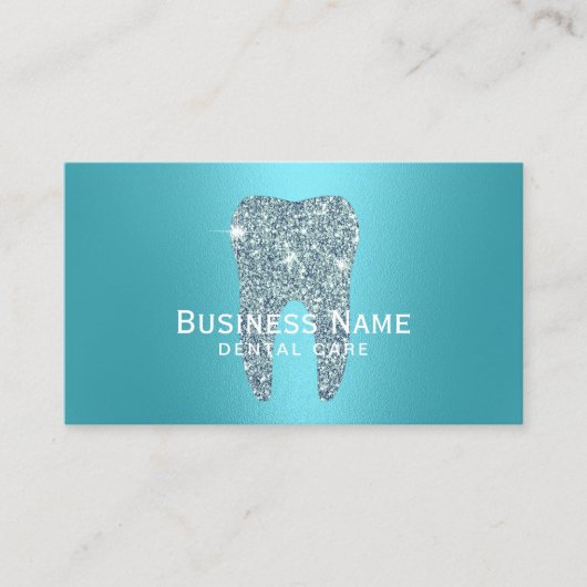 Dentist Modern Turquoise Tooth Metallic Dental Afsprakenkaartje (Voorkant)