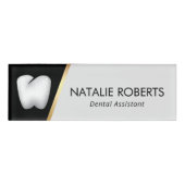 Dentist Modern White Tooth Gold Dental Assistant Naambadge (Voorkant)