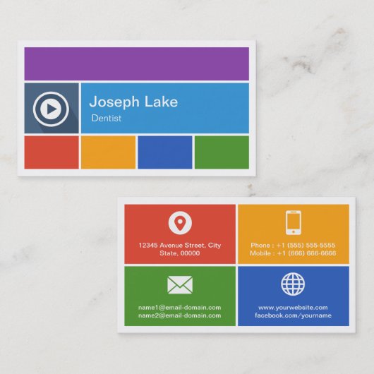Dentist - Moderne flat-metro stijl Visitekaartje (Voorkant / Achterkant)
