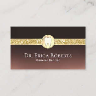 Dentist Moderne Gold Tooth-Logo donker bruin gebit Visitekaartje
