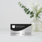 Dentist Moderne Tooth Logo Silver Dental Care Afsprakenkaartje (Staand voorkant)