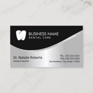 Dentist Moderne Tooth Logo Silver Dental Care Afsprakenkaartje