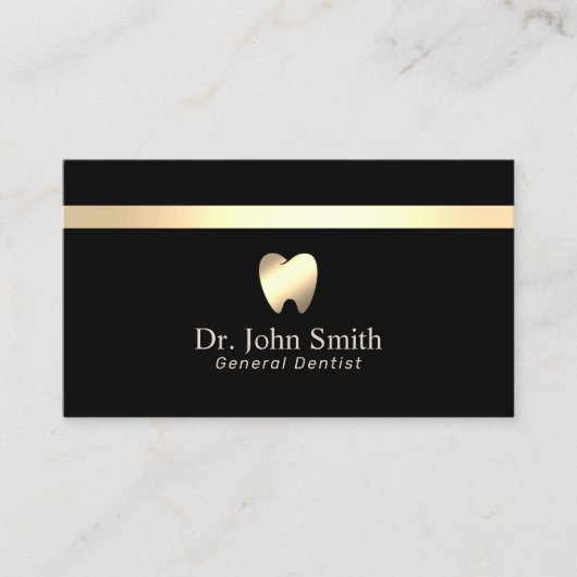 Dentist Moderne zwarte & goudtandheelkundige zorg Visitekaartje (Voorkant)