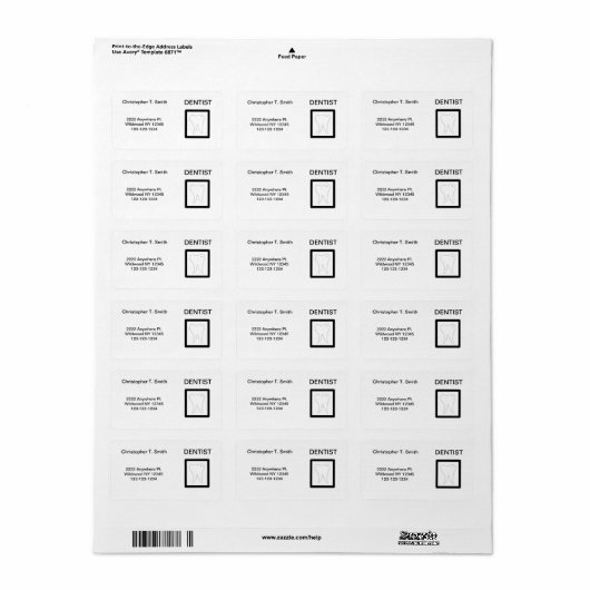 Dentist Molar Tooth-ontwerp Etiket (Full Sheet)