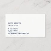 Dentist Monogram Tooth Initiaal Navy Blue Dental Visitekaartje (Achterkant)