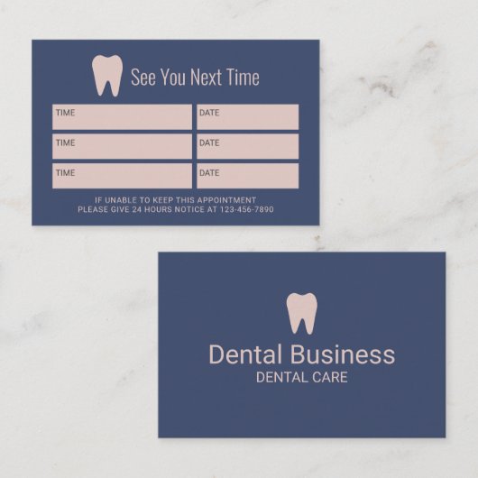 Dentist Nayv & Roze afspraak voor tandheelkundige  Afsprakenkaartje (Voorkant / Achterkant)